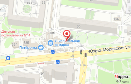Магазин свежего мяса на Южно-Моравской улице на карте
