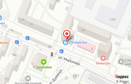 Супермаркет Пятёрочка на улице Миронова на карте