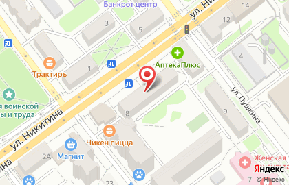 Аптека Брянскфармация на улице Никитина на карте