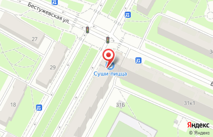 Магазин по продаже суши и пиццы на улице Замшина на карте