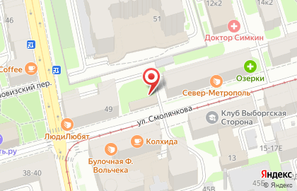 Магазин-киоск полуфабрикатов Элика на улице Смолячкова на карте