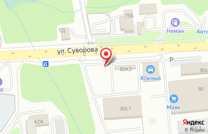 Шиномонтажная мастерская на улице Суворова на карте