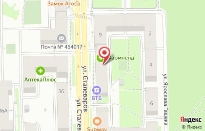 Челябинский филиал Банкомат, Банк ВТБ 24 на улице Сталеваров, 11 на карте