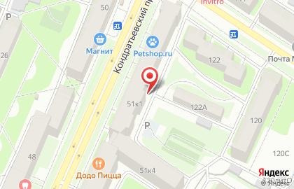 Сеть салонов-парикмахерских, ИП Быков А.Ю. на Кондратьевском проспекте на карте