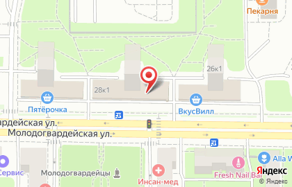 Магазин колбасных изделий Рублёвский на Молодогвардейской улице на карте