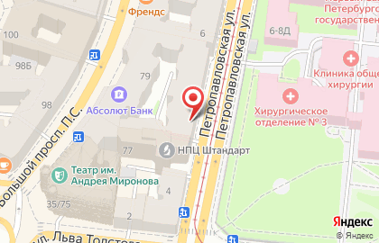 Клиника МЭДИС на метро Петроградская на карте