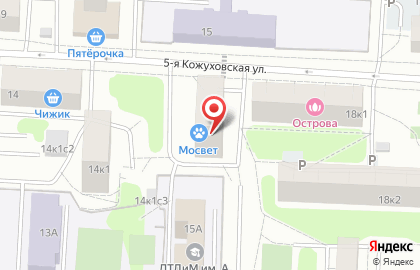 Ветеринарная аптека Мосвет в Южнопортовом районе на карте
