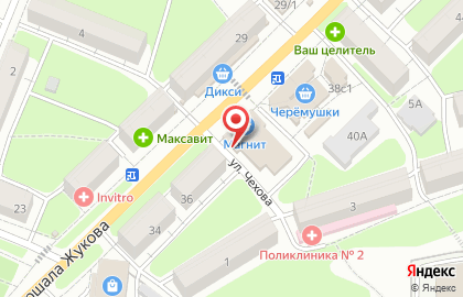 Магазин бытовой химии Чистюля на улице Маршала Жукова на карте