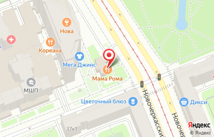 Ресторан Mama Roma на Новочеркасском проспекте на карте