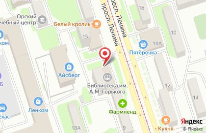 Центральная городская библиотека им. Горького на проспекте Ленина на карте