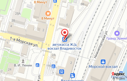 Пункт продаж ж/д билетов Экспресс Приморья в Фрунзенском районе на карте