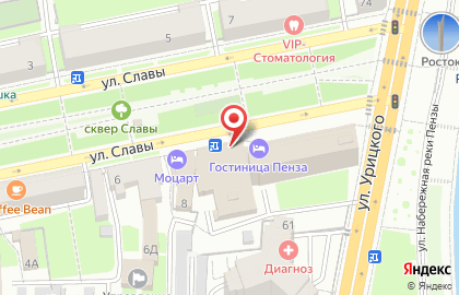Супермаркет Магнит на улице Славы на карте