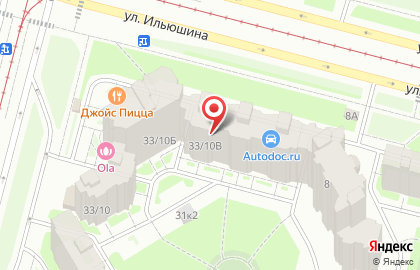 Уровень на улице Ильюшина на карте