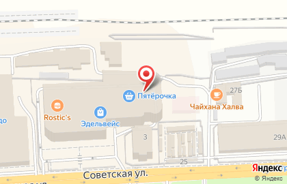 Супермаркет Пятёрочка на Советской улице, 9 в Балашихе на карте