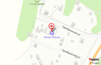 База отдыха Green House на Прибрежной улице на карте