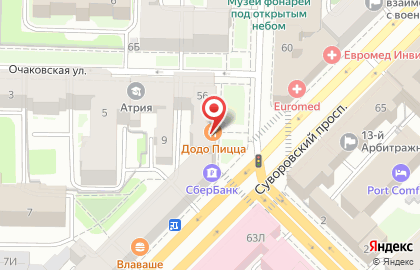 Пиццерия Додо Пицца на Суворовском проспекте на карте