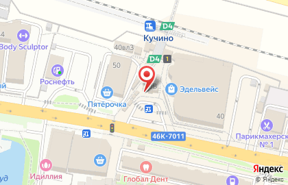 Киоск по продаже колбасных изделий, г. Железнодорожный на Центральной улице на карте