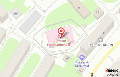 Мурманская городская детская поликлиника №1 на улице Полярные Зори на карте