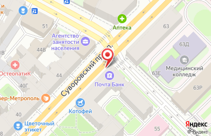 Банкомат Почта Банк на Суворовском проспекте на карте