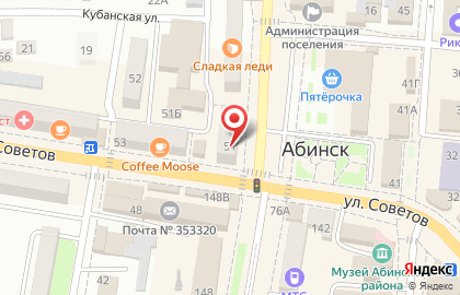 Ювелирный магазин 585 Золотой на улице Советов в Абинске на карте
