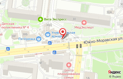 Киоск по продаже цветов на Южно-Моравской улице на карте