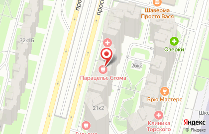 Блок на проспекте Сизова на карте