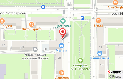 Супермаркет Магнит в Челябинске на карте