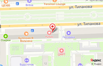 Стоматология Рубин на улице Типанова на карте