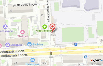 Киоск по продаже хлебобулочных изделий на Красномосковской улице на карте