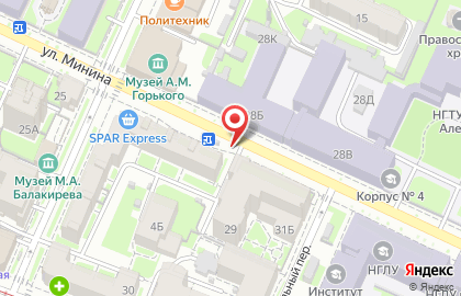 Указатель системы городского ориентирования №5736 по ул.Минина, д.29 р на карте