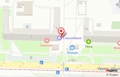 Банкомат Совкомбанк на проспекте Шахтёров, 5 на карте