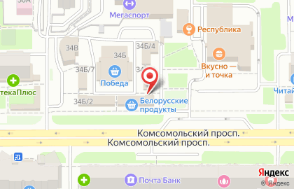 Магазин по продаже фастфудной продукции на Комсомольском проспекте на карте