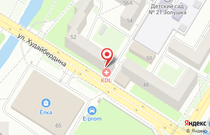 Клинико-диагностическая лаборатория KDL на улице Худайбердина на карте