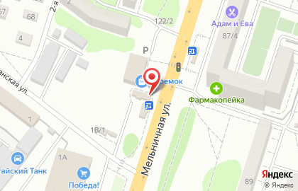 Киоск по продаже фруктов и овощей, Кировский округ на Мельничной улице на карте