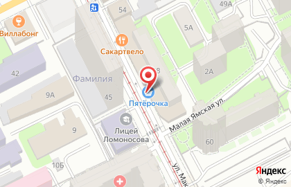 Супермаркет Пятёрочка на улице Максима Горького на карте