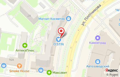 Магазин одежды O`stin в Автозаводском районе на карте