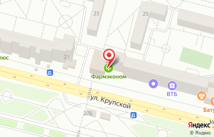 Аптека Фармэконом на улице Крупской, 27 на карте