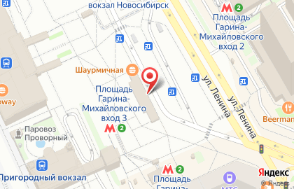 Железнодорожный район Киоск по продаже фруктов и овощей на Площади Гарина-Михайловского на карте