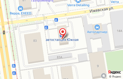 Южная на Ижевской улице на карте