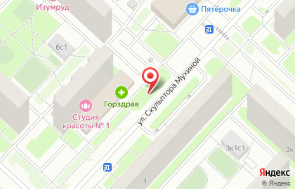 Киоск печатной продукции Азбука на улице Скульптора Мухиной на карте