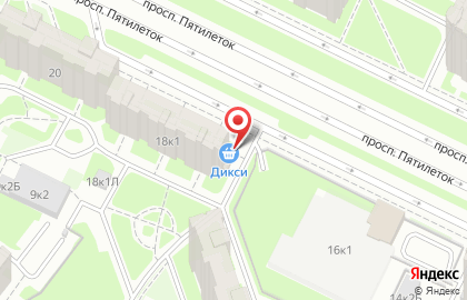 Супермаркет ДИКСИ на проспекте Пятилеток, 18 к 1 на карте