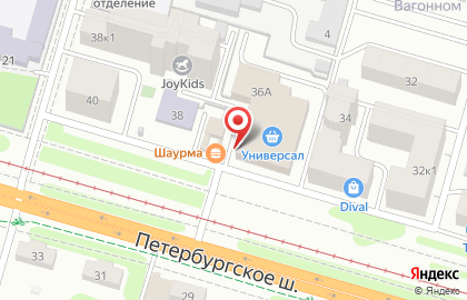 Киоск по продаже фастфудной продукции на Петербургском шоссе на карте