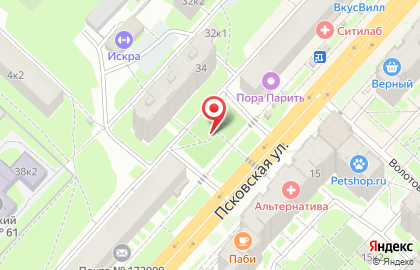 Киоск по продаже овощей и фруктов в Великом Новгороде на карте