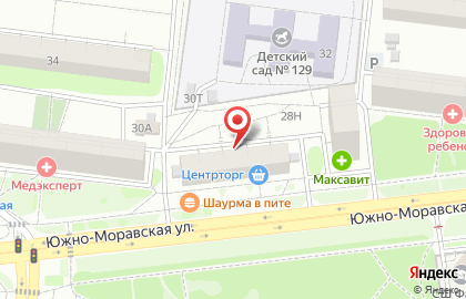 Киоск по продаже сыров и колбасных изделий, Советский район на Южно-Моравской улице на карте