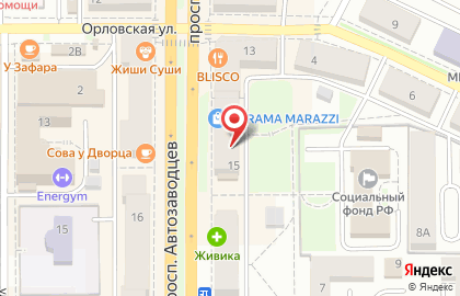 Магазин одежды и обуви Солнышко на проспекте Автозаводцев на карте