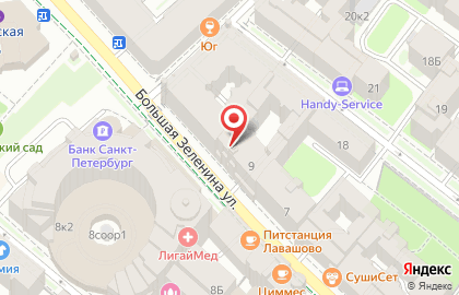 кафе бар старбаз на Большой Зелениной улице на карте
