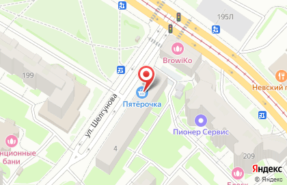 Супермаркет Пятёрочка на улице Шелгунова, 4 на карте