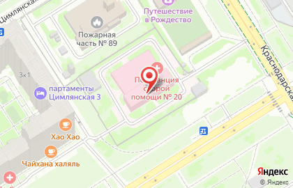Станция скорой и неотложной медицинской помощи им. А.С. Пучкова на Цимлянской улице на карте