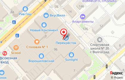 Супермаркет Перекресток на Рабоче-Крестьянской улице на карте