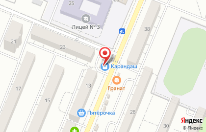 Магазин канцелярских товаров Карандаш в Железнодорожном районе на карте